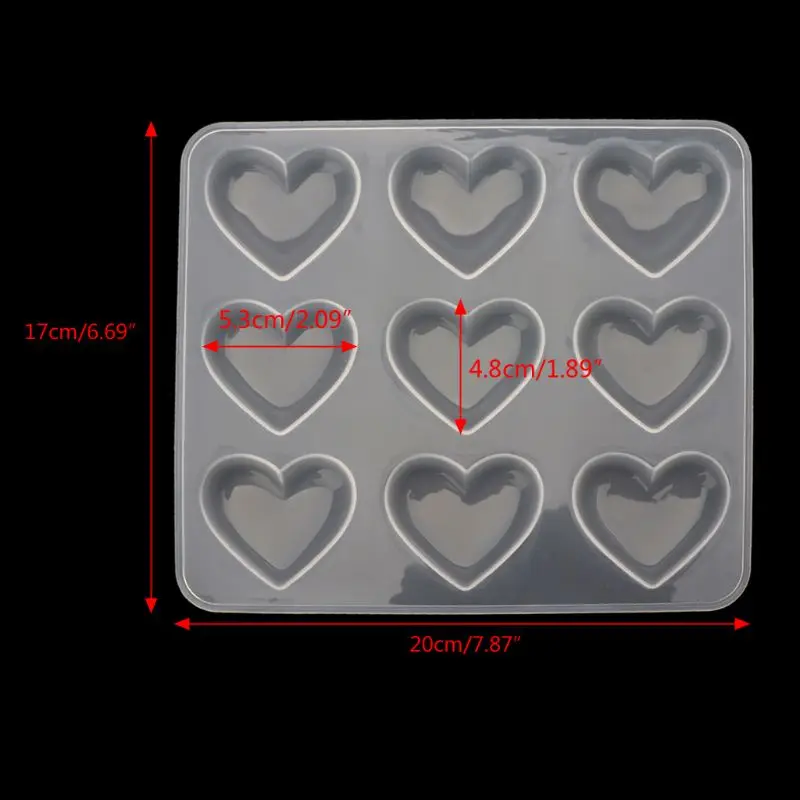 9 чашек Шоколадное сердце силиконовая для десерта форма для выпечки кекса Смола Ювелирная форма