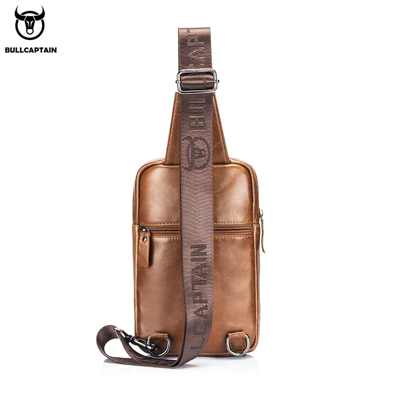 BULLCAPTAIN New Multifunctional Messenger Bags Men's Casual Crossbody Bags Short Trip Bag Retro Chest Bag For Men Leather Bages