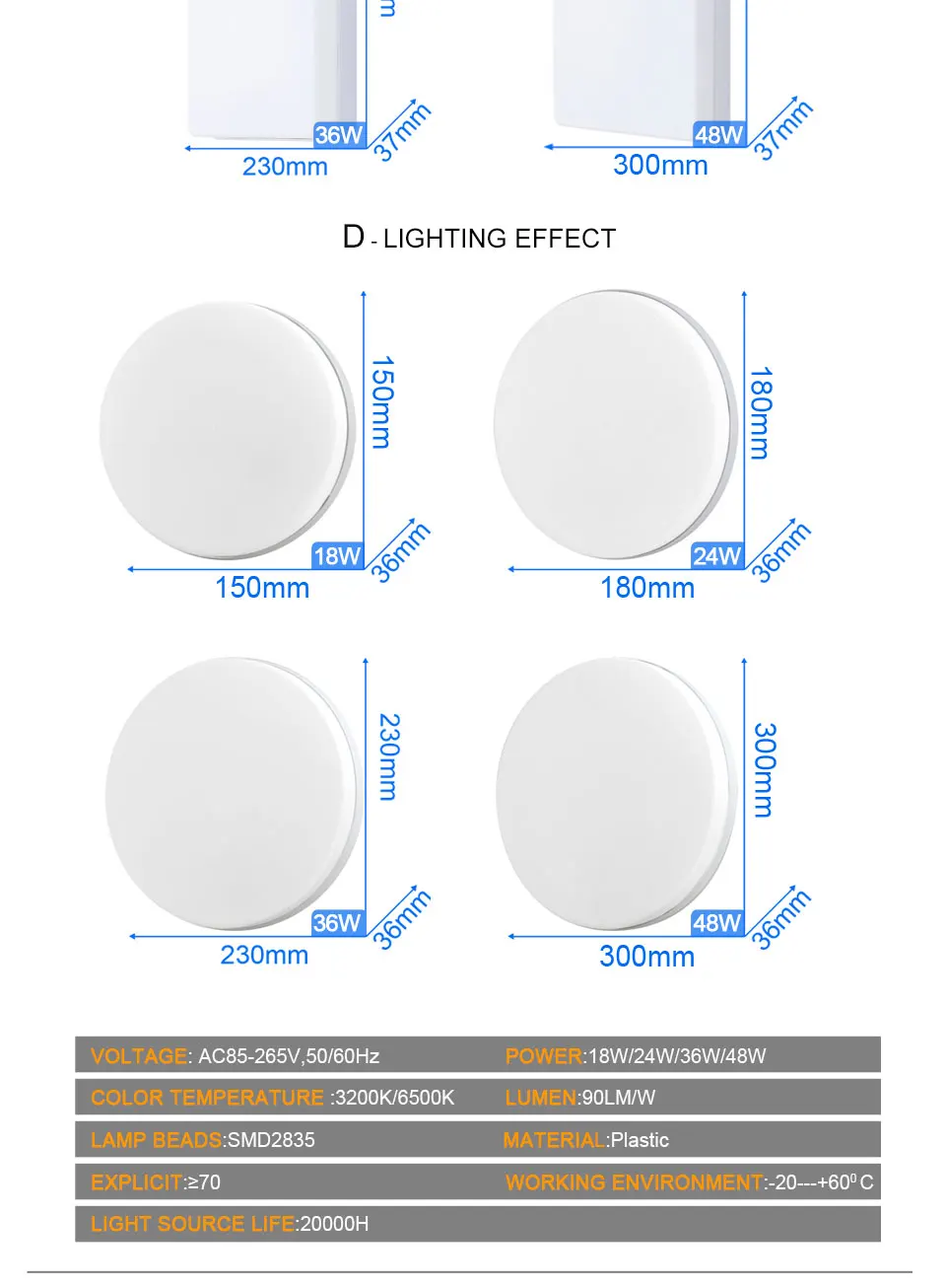 LED Ceiling Light Circular Led Panel Lampada AC85-265V Ultra Thin Surface Mounted Light Living Room Bedroom Lighting Fixture