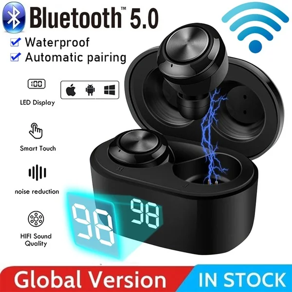 TWS Bluetooth 5 0 Wireless Earphones Digital HiFi Noise Reduction Stereo Headphones Sport Headset With Mic For all smart Phone