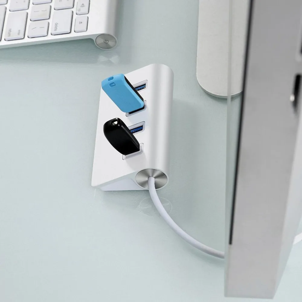 4 порта USB 3,0 концентратор 5 Гбит/с адаптер с кабелем для ПК компьютера серебряный портативный супер высокоскоростной алюминиевый сплав адаптер