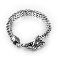 Eagle Head Bracelet Hip Hop Rock Fashion Personality Stainless Steel Shiny Eagle Head Charm Link Chain Hawk Bracelet