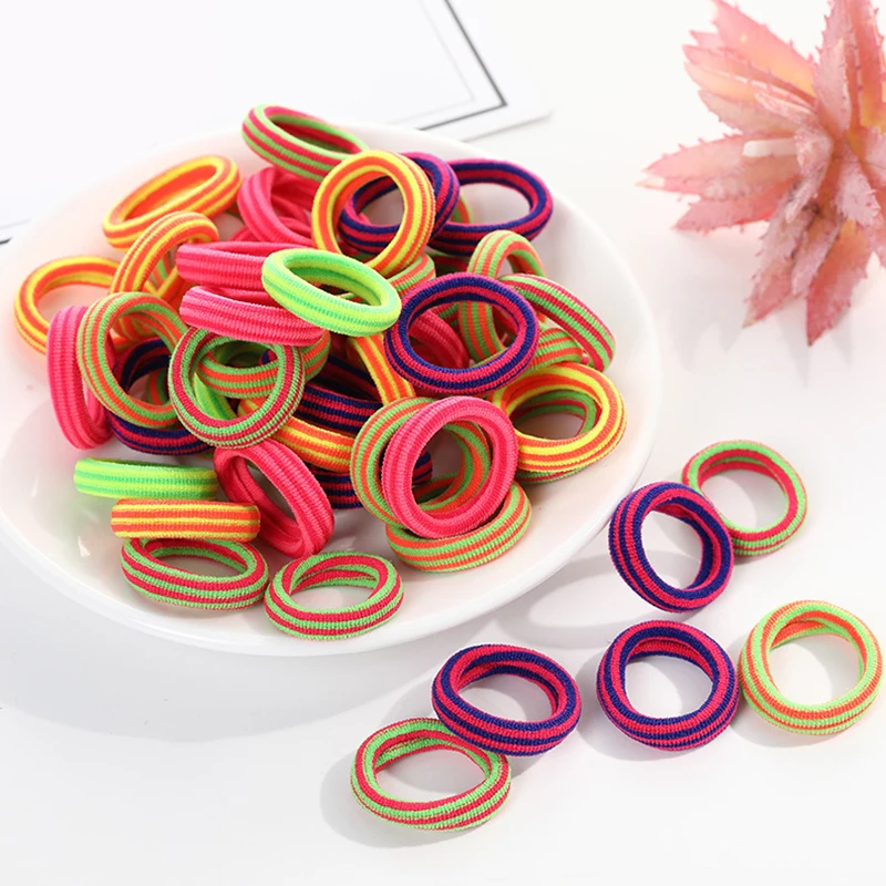 Ins Fashion 50Pcs/pack Women Colorful Bamboo Stripe Stretch Hair Ropes Headband Rubber Hair Rope Girl Ponytail Hair Accessories