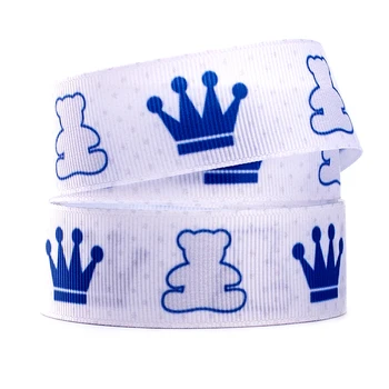 

10yards different sizes bear & crown pattern printed grosgrain ribbon
