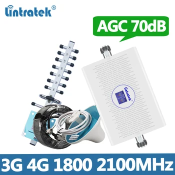 

Lintretek AGC Signal Booster 1800 2100Mhz Repeater 3G 4G Ampli 70dB Network Signal Repeater GSM 1800 Booster 3G 2100 KW23C-DW