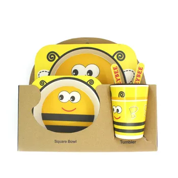 

Originality Environmental Protection Bamboo Flour And Bamboo Fiber Children Tableware Suit Five Paper Set Kindergarten Baby