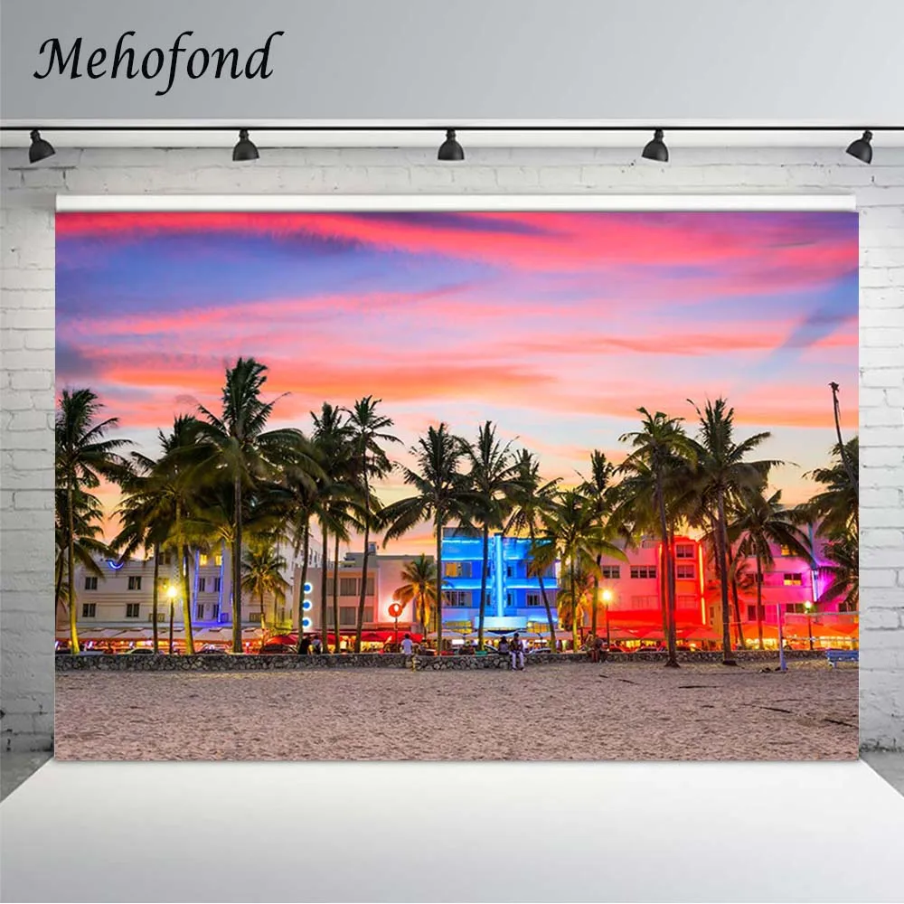 Фон Mehofond для фотосъемки с естественными пейзажами лето море пляж пальмы дерево