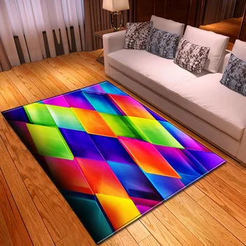 

Nordic 3D Geometric pattern Carpets Cartoon Kids Bedroom Play Area Rug/Mat Soft Flannel Memory Foam Larg Carpets for Living Room