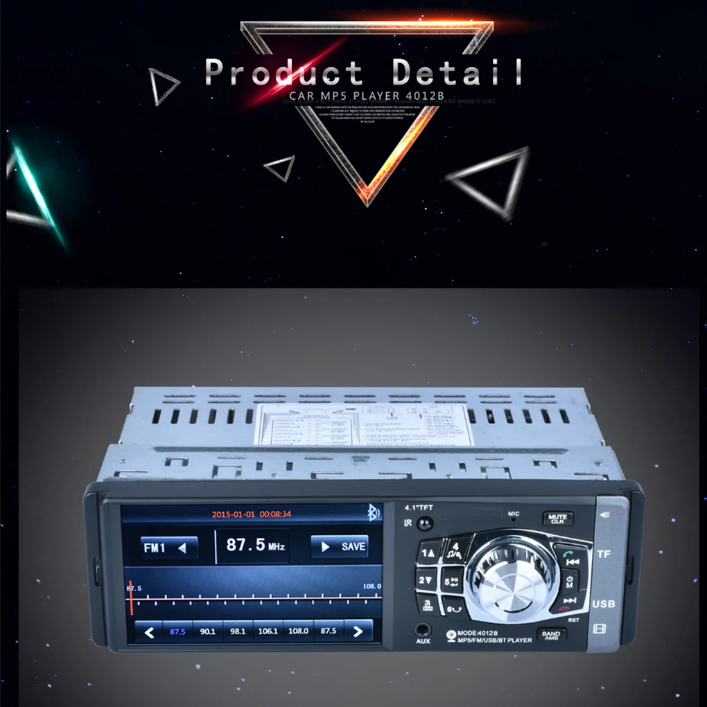 4,1 дюймовый ЖК 12 в 1 DIN Автомобильная стереовидеоаппаратура MP3 MP5 плеер Bluetooth fm-радио USB с камерой заднего вида и пультом дистанционного управления