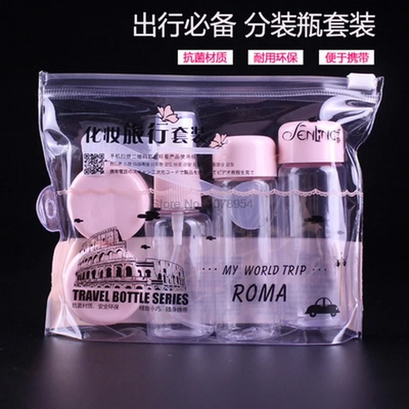 by ems or dhl 100sets 7 PCS/set Travel Mini Plastic Transparent Empty MakeUp Container Bottle Eyeshadow Makeup Face Cream Pot | Красота и