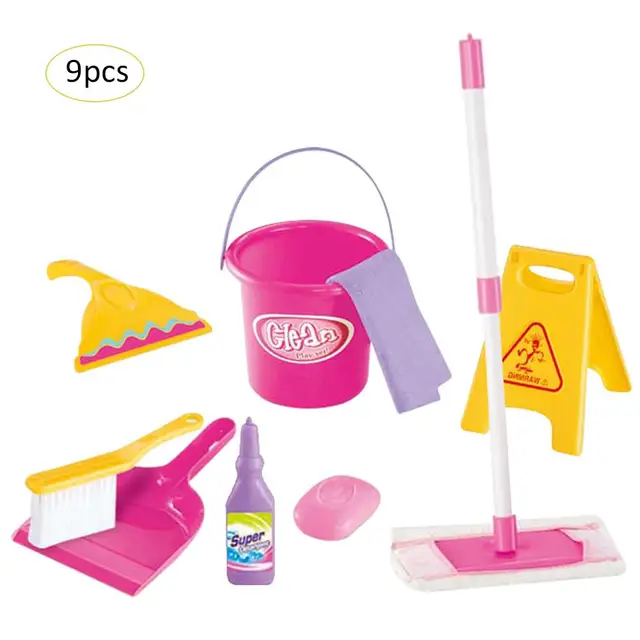 Children's Simulation Mini Cleaning Tools Play House Boy Girl Broom Mopping Bucket Toy Set Children Do Housework Tools 4