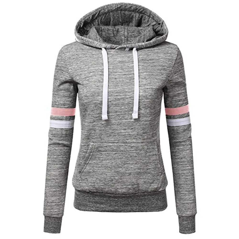 

Hoodies Women Stripe Patchwork Sweatshirt Sudaderas Mujer 2019 Ladies Loose Long Sleeve Hooded Sweatshirt Tops Women Hoodies