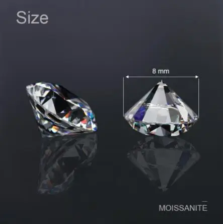

Moissanite 8mm GH white color 2 Carat Round Excellent Hearts And Arrows Cut lab Grown Moissanite Diamond loose Stone