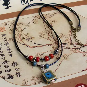 

Simple Fashion Double-layer Ceramic Beaded Pendant Necklace Vintage Ethnic Style Personality Girl Women's Jewelry Accessories