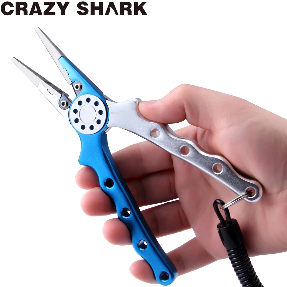 

Crazy Shark 16cm Aluminum Fishing Pliers Multifunctional Braid Cutters Sharp Fishing Scissors Hook Remover Goods for Fishing