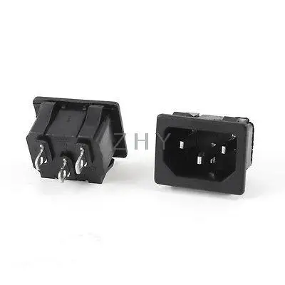 

2 Pcs Panel Mounted IEC320 C14 Inlet 3 Pin Socket Adapter Plug AC 250V 15A