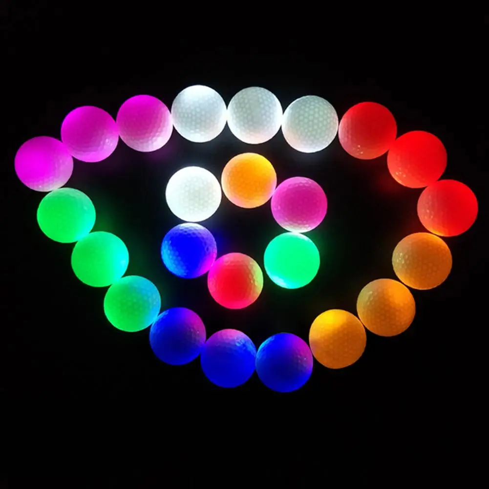 Синтетический резиновый светодиодный светящийся шар для гольфа, разноцветный постоянный яркий шар