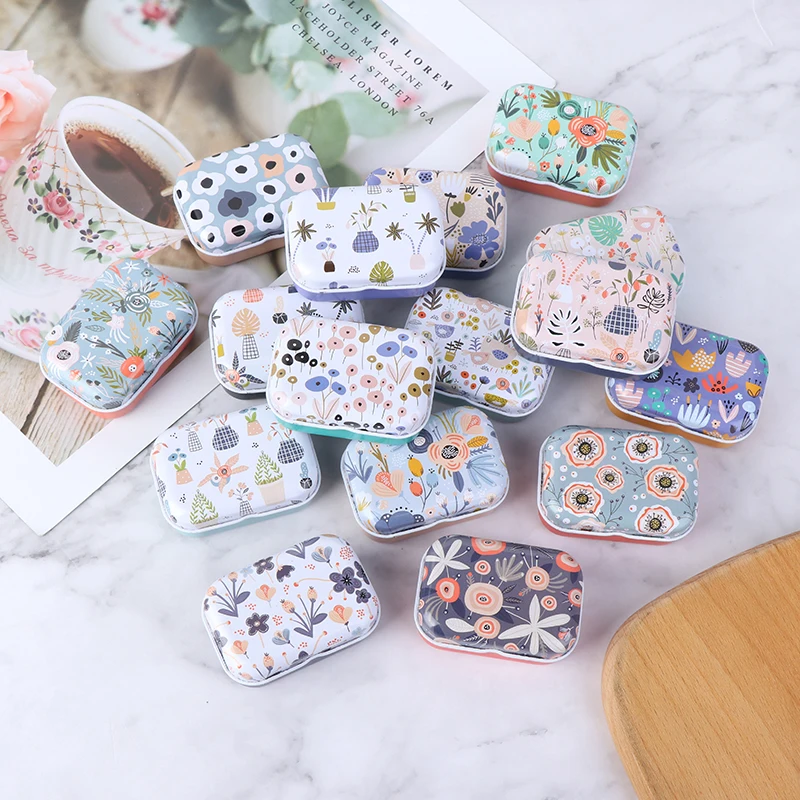 

Mini Box Earring Nail Storage Box Pill Coin Box Mini Flower Tin Trinket Coin Box Jewelry Storage Case