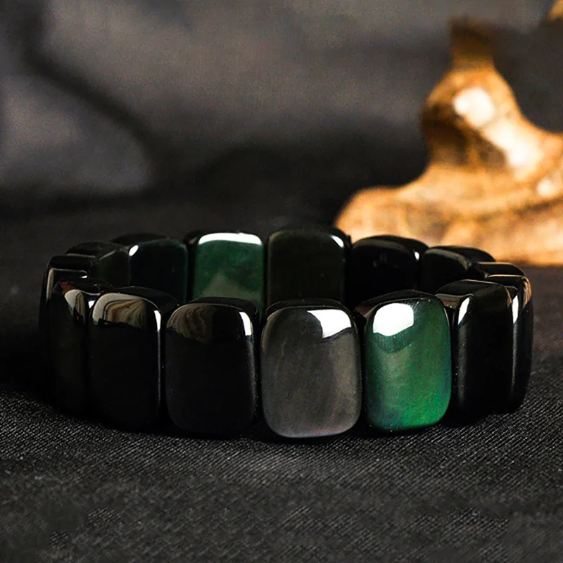 Natural Stone Bracelet Rainbow Obsidian Original Wrap Bracelet Bangles For Women Men Charms Gift Lucky Jewelry Wholesale