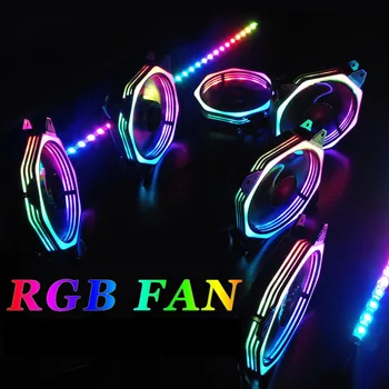 

Computer PC Case Cooling Fan RGB Adjustable LED 6pin Quiet IR Remote Control Computer Cooler 120*120*25m CPU Case Cooling Fans