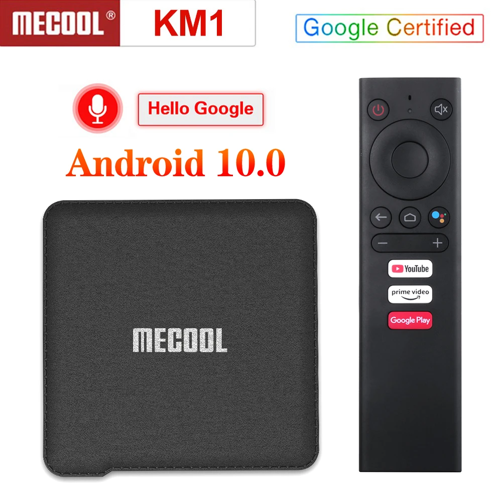 2020 TV Box Mecool KM1 ATV Google Certified Android 10.0 4GB 64GB Amlogic S905X3 Androidtv Prime Video 4K Dual Wifi Set Top Box