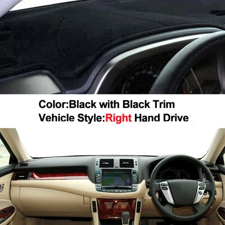 RHD Black Автомобильная внутренняя панель приборов, покрытие, коврик, накидка, коврик, подушка, 2 слоя для Toyota Crown S200 2010 2011 2012 2013 LHD RHD - Название цвета: RHD Black