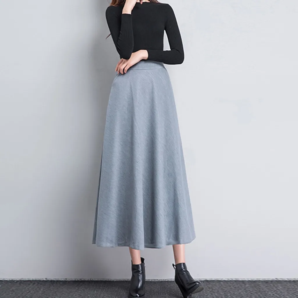 SAGACE в Корейском стиле модные однотонные шерстяные женские юбки в стиле casual Демисезонный женские Высокая Талия трапециевидные юбки Femininas