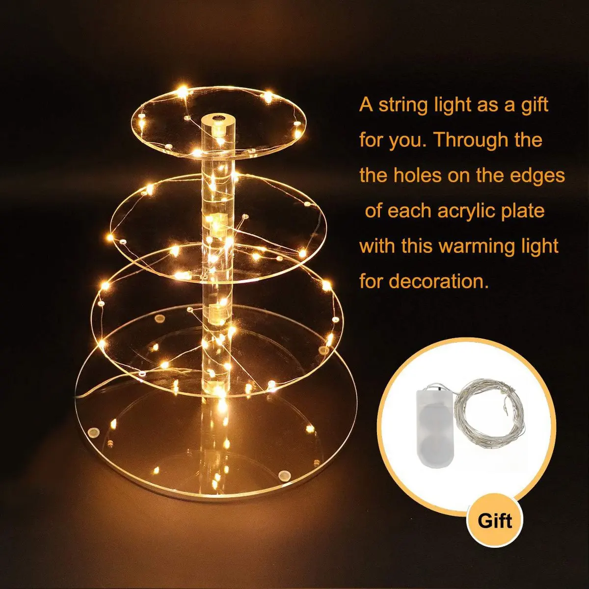 

Hot 4 Layers Cake Stand Tray Wedding Party LED String Light Cupcake Display Holder Cake Tools Stands Christmas Decorations for H