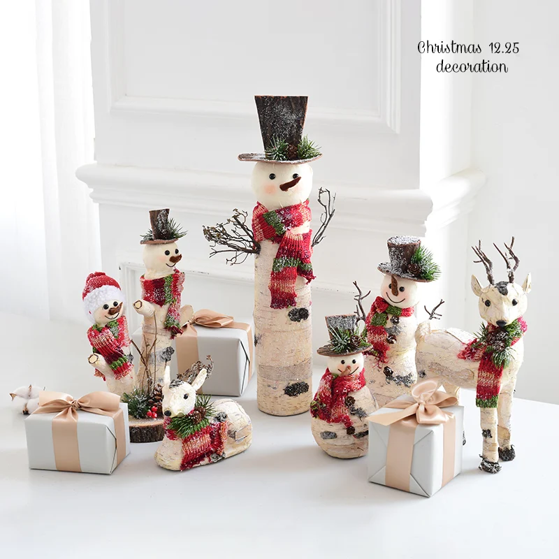 Navidad, декоративные украшения для девочек, нордическая Береста, снеговик, кукла, настольное украшение, лось, сцена, украшение для Рождества