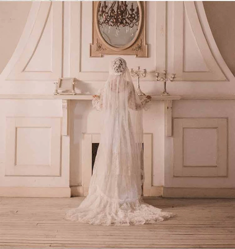 Velo de novia de encaje con sombrero, Mantilla española, islámica,  musulmana, marfil, hecho a mano, 1,5 metros, 3 metros de largo - AliExpress  Bodas y eventos