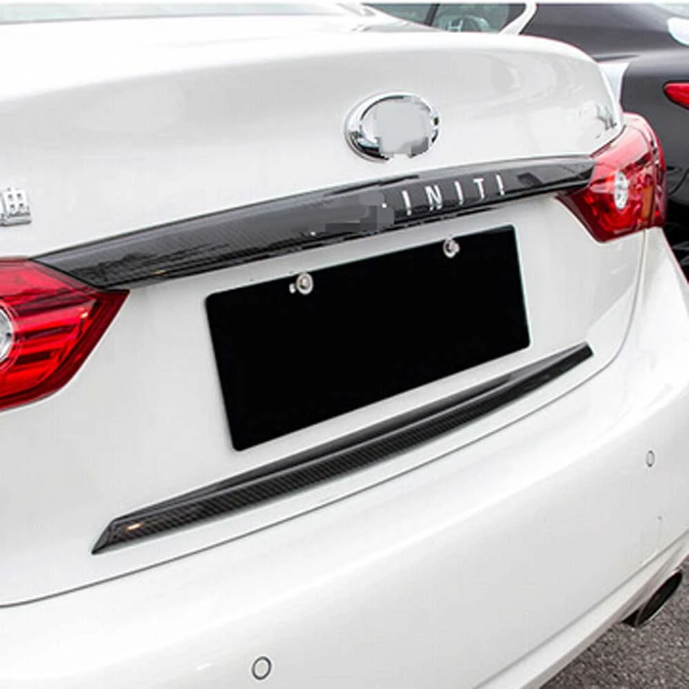 Carbon Fiber Car Rear Trunk Door Frame Bumper Decor Strips For Infiniti Q50 Q50L Carbon Fiber Car Rear Trunk Door Frame Bumper Decor Strips For Infiniti Q50 Q50L