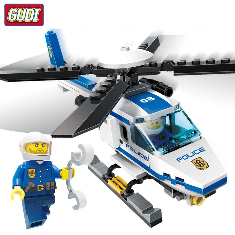 

City Police Series Building Blocks Helicopter Figures Block Assembled Building Legoingly DIY Bricks Educational Children Toys