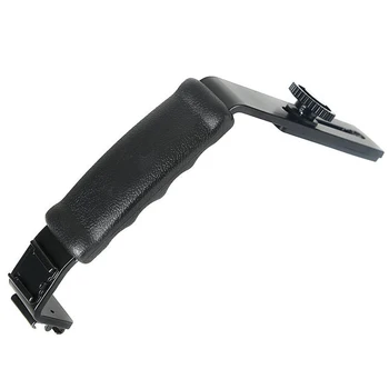 

Practical Adjustable Durable Mounting Flashlight Photography Camera Holding Fill Light Black Double Side L Shaped Bracket
