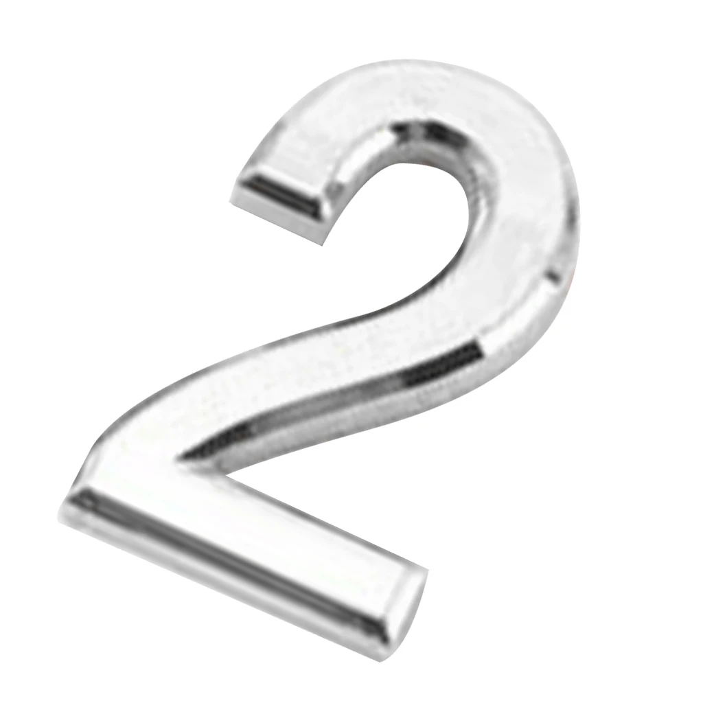 9pcs Modern ABS Plastic Self-Adhesive 1-9 Door Numbers House Address Sign Plate - Silver