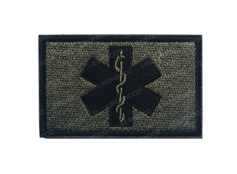 black and green Фельдшер EMT сердцебиение EMS звезда жизни Флаг США аварийный спасательный патч SAR средний медицинский пластырь значок аппликации - Цвет: black and green