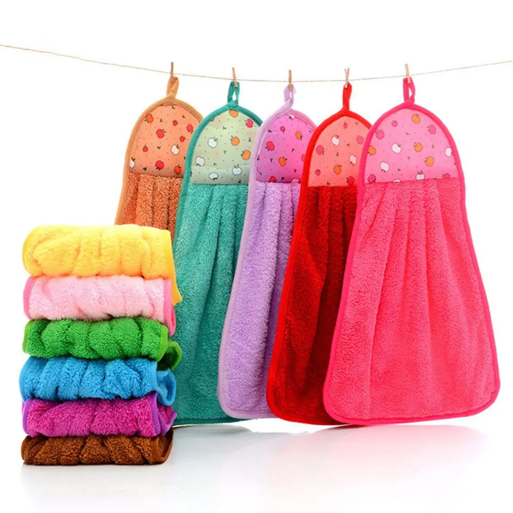 

Hot Hook Coral Fleece Towel Fashion Comfortable Soft Hanging Towel Strong Absorbent Towel Kitchen Towels