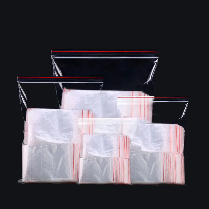 200 шт./лот, прозрачные пластиковые пакеты с замком на молнии, прозрачная пищевая сумка для хранения упаковки, многоразовые Полиэтиленовые упаковочные пакеты, маленькая упаковка для ювелирных изделий