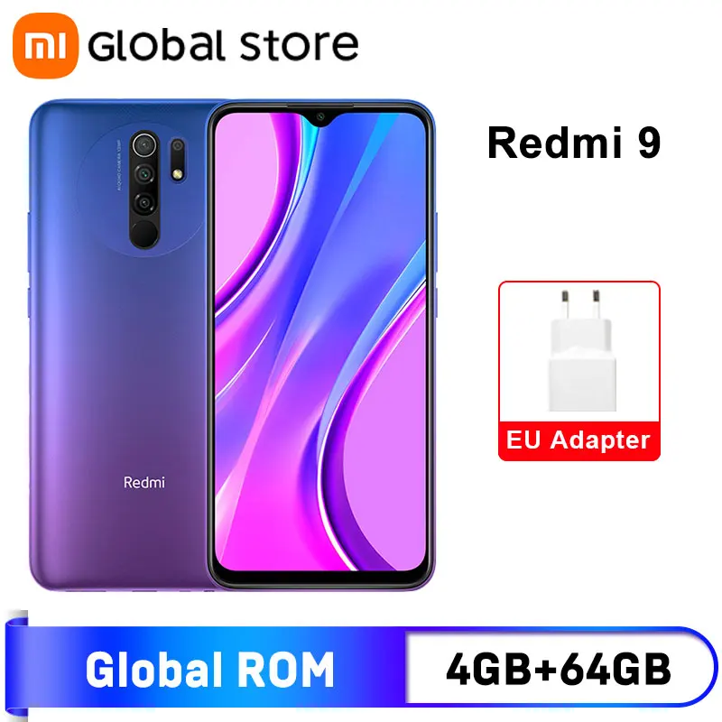 Global ROM Xiaomi Redmi 9 4GB 64GB Cellphone Helio G80 Octa Core 13MP Quad Camera 6.53" FHD+ Display 5020mAh Fast Charge