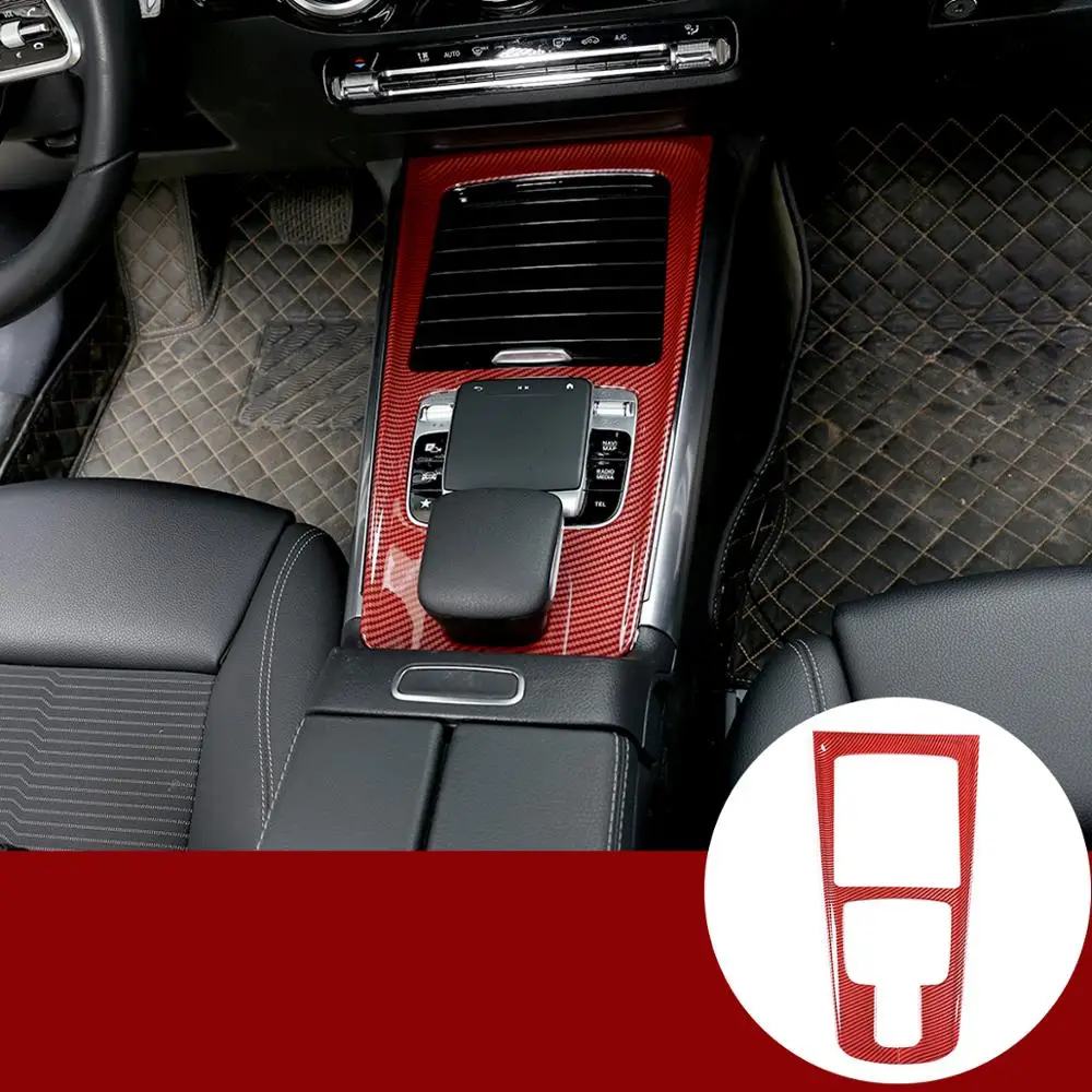 

For Mercedes Benz B GLB Class W247 X247 2020 ABS Red Carbon Fiber Center Console Protection Frame Trim Interior Car Accessories