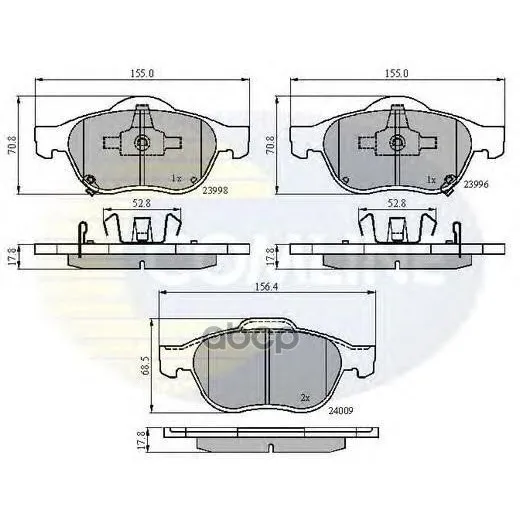 Колодки Тормозные Дисковые | Перед Прав/Лев | Toyota Avensis 1.6i-2.0i Wt-I/2.0d 02- Comline арт. CBP31249