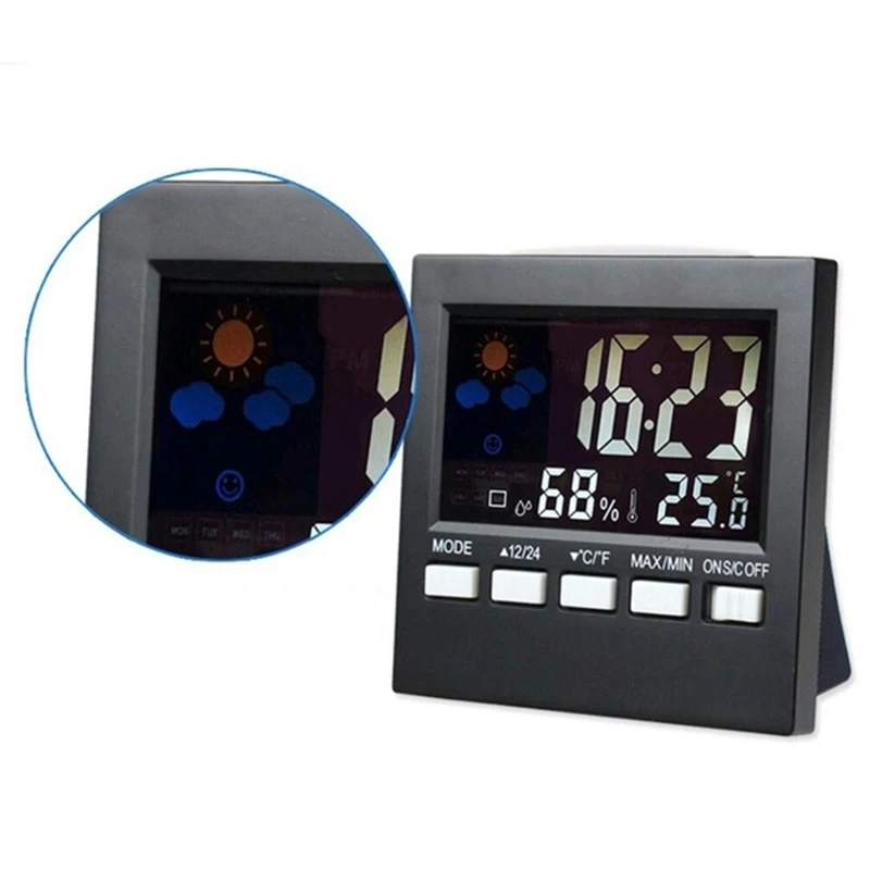 Температура Цифровой термометр влажность в помещении Красочный ЖК-будильник электронный цифровой дисплей метеостанция часы календарь