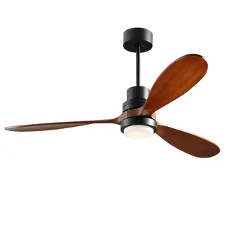 

52 Inches 3 Blades Ceiling Fan Light Living Room Bed Room Wooden Fan Lamp American-Style LED Fan Light Remote Control