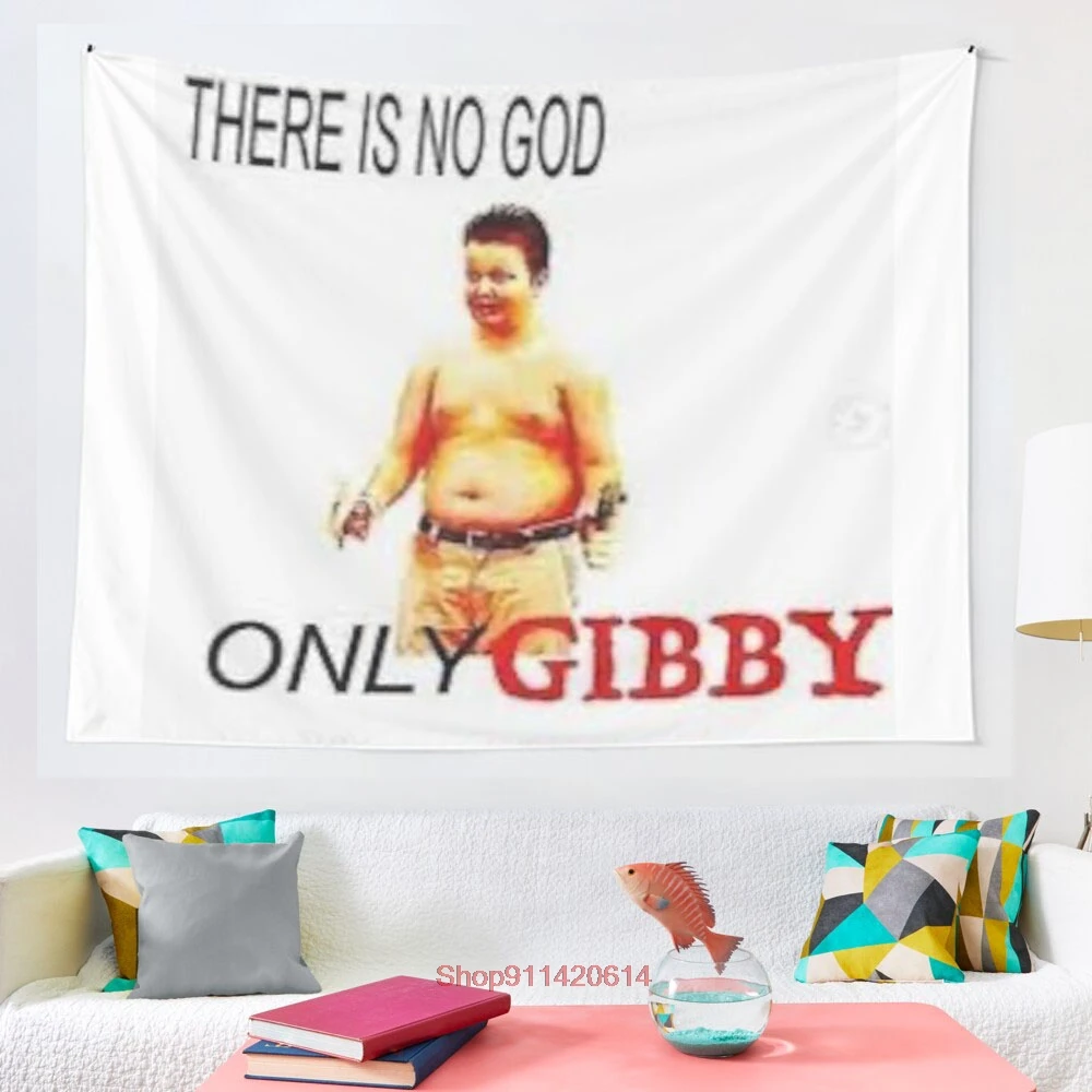 No hay Dios sólo Gibby tapiz colgante de pared mano Hippie Luna Lobo brujería decoración tapiz de decoración manta de pared