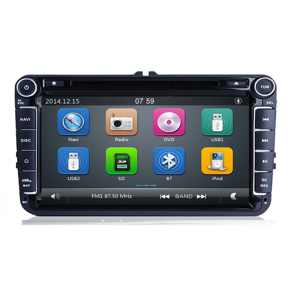 Cheap In Stock 8 inch Touch Screen 2din Car DVD FOR VW Golf Polo Jetta Passat Tiguan with 3G GPS Bluetooth Radio USB SD Steering wheel 1