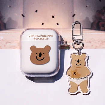 

For Airpods Cases soft PC Transparent Earphone Cases For Apple AirPods 1 2 pro Charging Box Cute Cartoon Koala bear Cover Bag