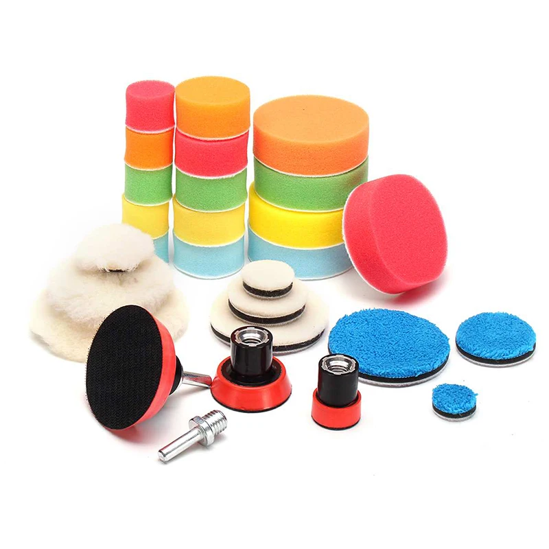 

29 Pieces Set Polishing Pads Waxing For Car Adapters Grinding With M14 Thread