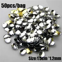 50pcs Bass Rotate Smooth Nickel Sequin Spoon Metal VIB Lure Fishing Attractor Spinner Blades