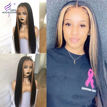 

Modern Show Straight Color Hair Wigs Highlight 1b/27 13x4 Lace Front Human Hair Wigs 150% Density Pre Plucked Baby Hair