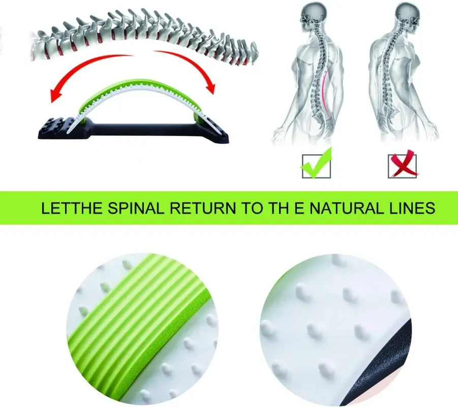 Back Stretch, Multi-level Lumbar Back Equipment Massager Magic Stretch for Pain Relief, Relaxation Spine Stretching Device