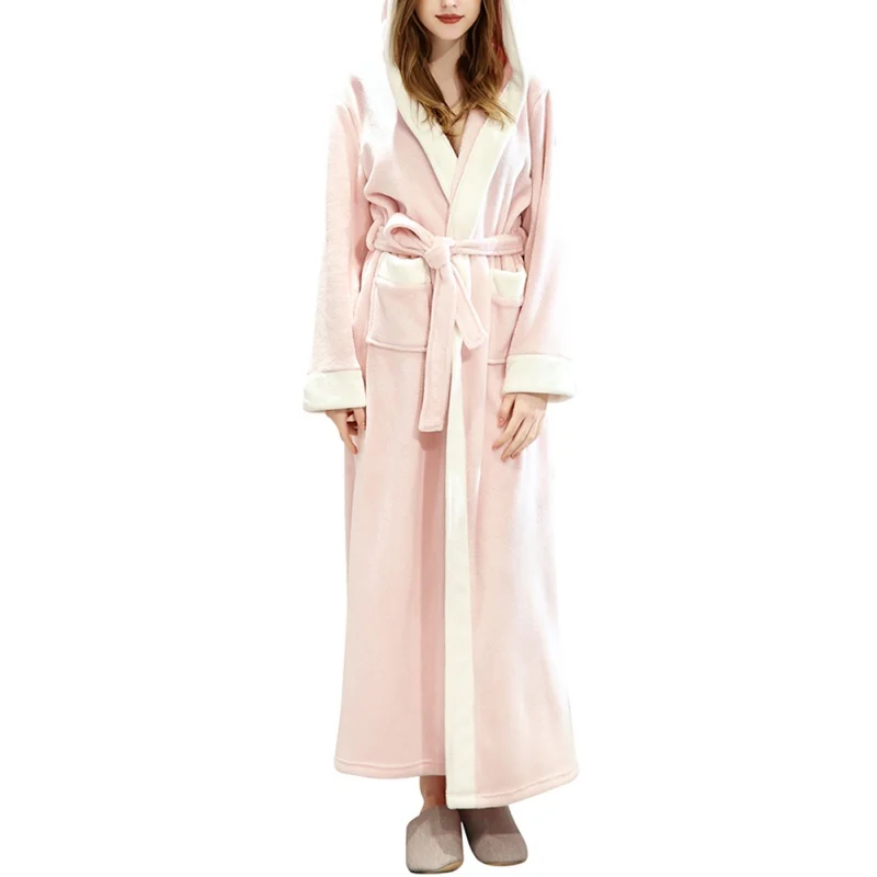 

Female Autumn Winter Fashion Plus Size Lengthened Thick Velvet Night Robes Flannel Salon Bathrobe